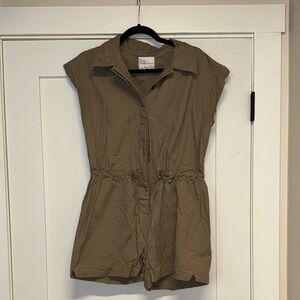 Celebrity Pink Beige Button-Up Romper